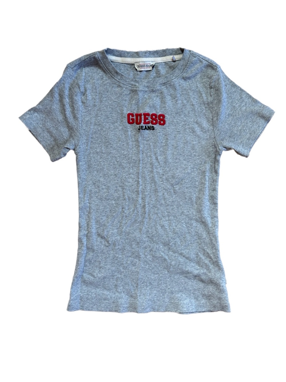 Guess Heather Gray Short Sleeve Tee with Red Logo